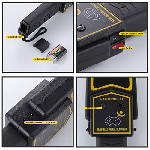 NATOTINORCH Handheld Metal Detector Wand,High-Sensitivity Security Detector Wand, for Security Inspection, Detection of Various Electronic Products, Natotinorch