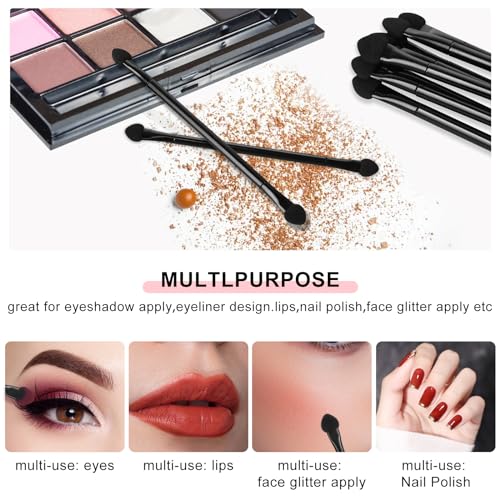 JOCEMY 30 PCS Professional Disposable Dual Side Sponge Eyeshadow Brush, Double Head Eye shadow Brushes Makeup Applicator Cosmetic Tools(Length: 12 JOCEMY