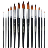 Transon 13pcs Round Paint Brush Set Synthetic Bristle Complete Round Brush Set for Watercolor Acrylic Gouache Ink Tempera TRANSON
