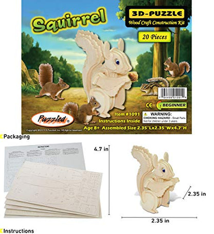 Puzzled 1091 Squirrel 3D Wooden Puzzle - WoodArtSupply