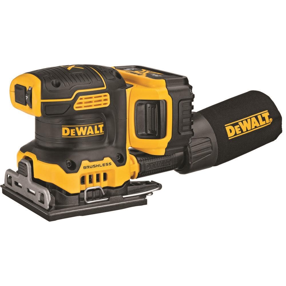 DEWALT 20V MAX* XR Palm Sander, Sheet, Variable Speed, 5-Ah Battery, 1/4-Inch (DCW200P1) DEWALT