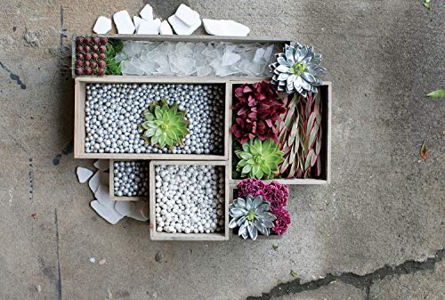 Wood Planter Box Set, Rustic Whitewash, Plastic Liners, 5 Inch Square Flower Holder, Natural Barn Wood Decor, Country Style, Home and Wedding Accent Decor