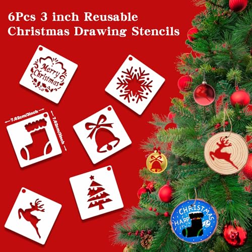 Collabell Natural Wood Slices, Wooden Arts and Crafts Kits for Kids Adults, 20PCS Unfinished Wood Slices Painting kit with Letter Numbers Xmas Collabell