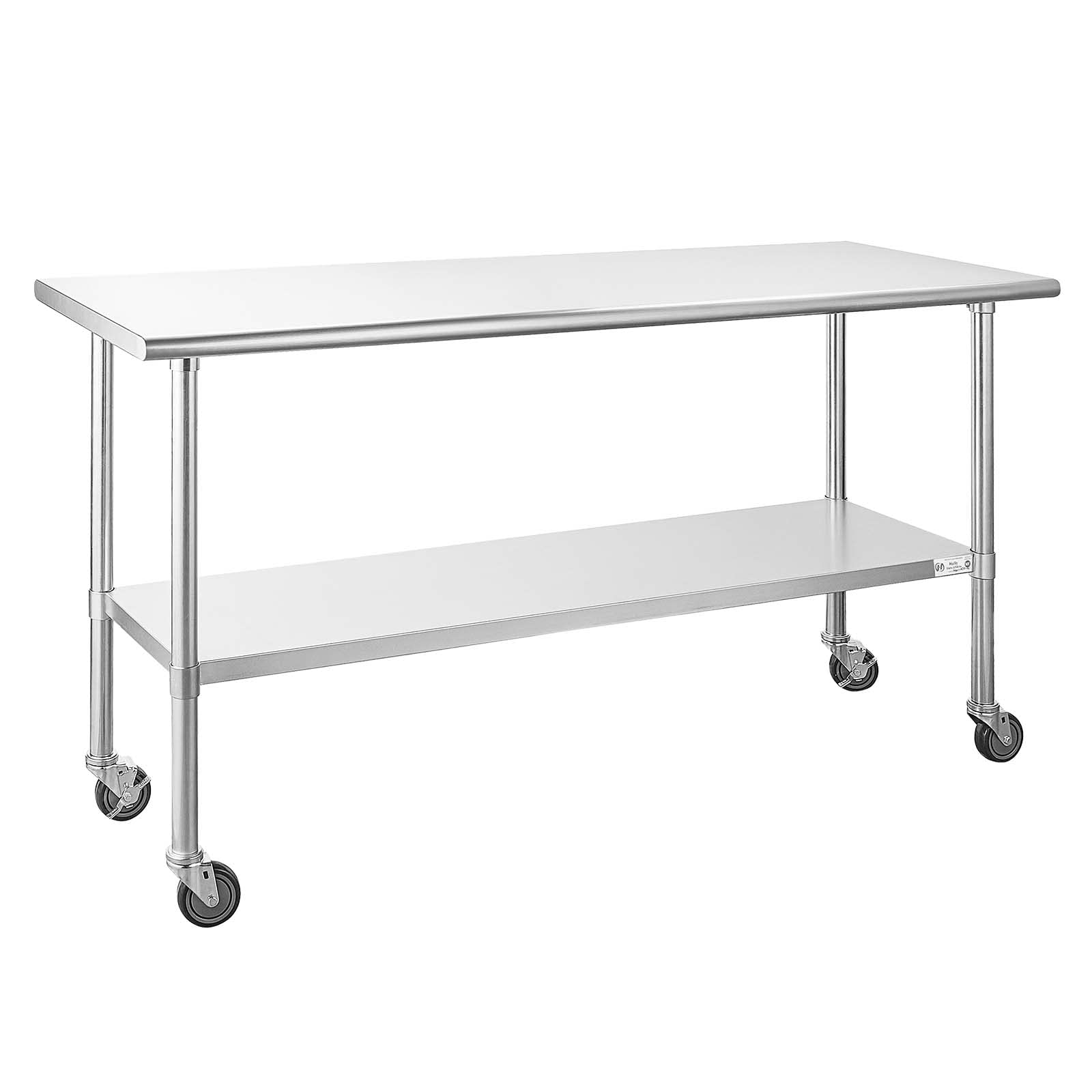 Hally Stainless Steel Table for Prep & Work 24 x 72 Inches with Caster Wheels, NSF Commercial Heavy Duty Table with Undershelf and Galvanized Legs - WoodArtSupply