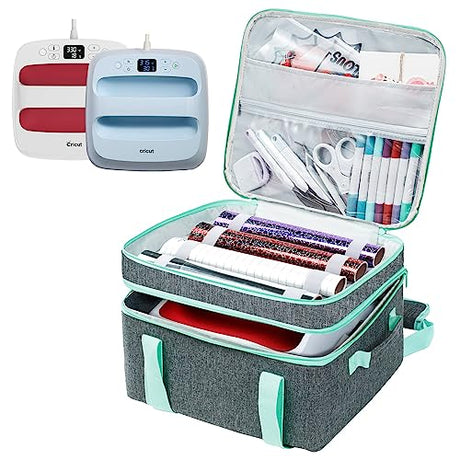 MYBAGZING Double-Layer Carrying Case for Cricut EasyPress 2(9X9), Sturdy Heat Press Bag, Cricut Storage Case With Pockets for Cricut Accessories, MYBAGZING