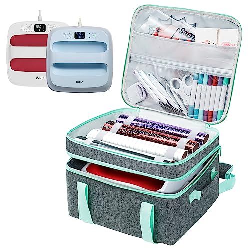 MYBAGZING Double-Layer Carrying Case for Cricut EasyPress 2(9X9), Sturdy Heat Press Bag, Cricut Storage Case With Pockets for Cricut Accessories, - WoodArtSupply