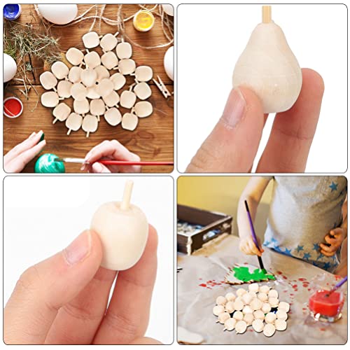 Toddmomy 40pcs Wooden Fruit Ornaments Graffiti Wooden Toy Wood Paint for Crafts Graffiti Fruit Fake Fruits Model Unfinished Wooden Fruits DIY Wooden