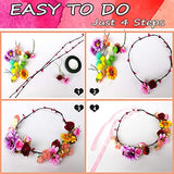 WUBOMJIO Flower Crowns Craft Kit, Make Your Own 12 PCs Flower Crowns Garland Handmade Arts and Crafts for Kids, DIY Fairy Flower Headbands and WUBOMJIO