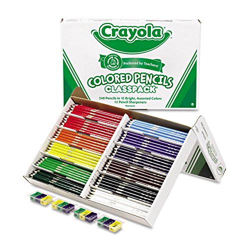 Crayola 688024 Colored Woodcase Pencil Classpack, 3.3 mm, 12 Assorted Colors/Box - WoodArtSupply