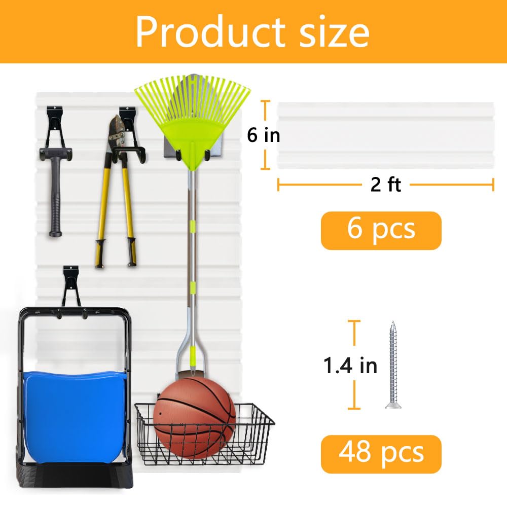 BELLO YON Slatwall Panel Garage Wall Organizer Heavy Duty Wall Mounted PVC Slat Wall Rack, 4 feet Garage Wall and Home Organizer Storage System, BELLO YON