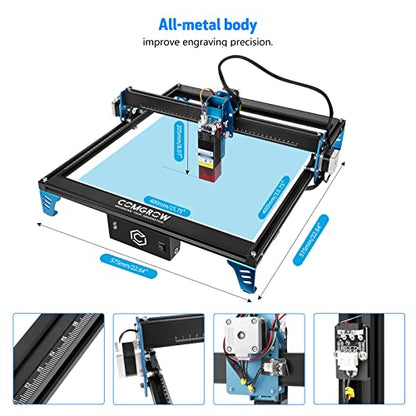Comgrow Z1 Laser Engraver 10W Output Power, 24V Desktop 48W Laser Cutter and Engraving Machine with Eye Protection Compressed Laser Spot 0.08mm,