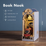 Rolife DIY Book Nook Kit 3D Wooden Puzzle, Bookshelf Insert Decor with LED DIY Bookend Diorama Miniature Kit Crafts Hobbies Gifts for Adults/Teens Rolife