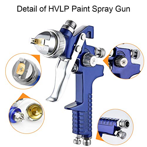 HVLP Spray Gun with Replaceable 1.4mm 1.7mm 2.0mm Nozzles Needle Cap Automotive Air Paint Sprayer Gun Kit with 600cc Capacity Cup for Car Hotorda