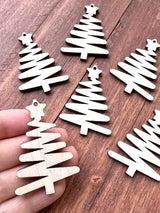 12 Pieces (Many Size Options) Smooth Unfinished Wood Xmas Tree Laser Cutout Dangle Earring Jewelry Blanks Charms Ornaments Shape Crafts Made in Texas Texan Wood Crafts