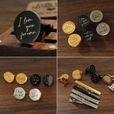 Personalized Cufflinks Men with Custom Wood Box Cuff Links Groomsmen Dad Wedding Gift Cring Coco