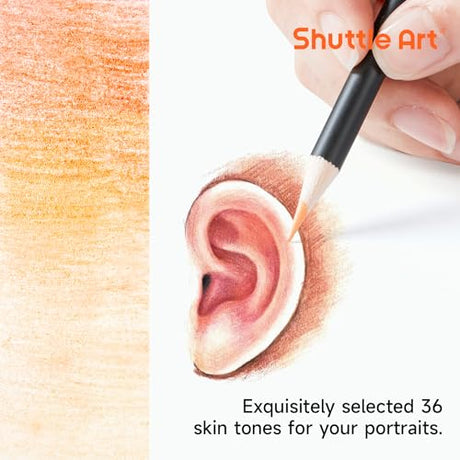 Shuttle Art 36 Skin Tone Colored Pencils, Colored Pencils for Adult Coloring, Soft Core Color Pencils, Coloring Pencils for Adults Kids Artists Shuttle Art