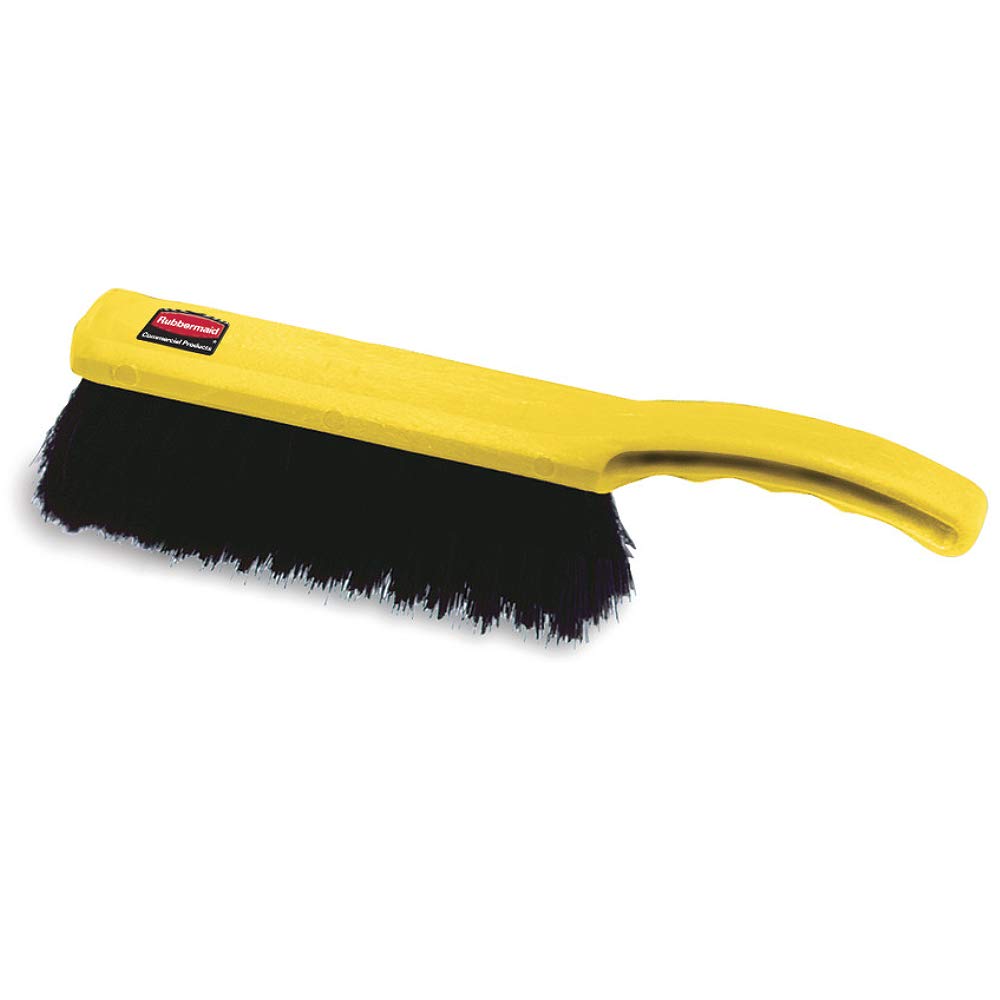 Rubbermaid Commercial 8 Inch Counter Brush, Flagged Polypropylene Fill for Smooth Surface Sweeping, Silver (FG634200SILV), 12.5", Yellow, Silver