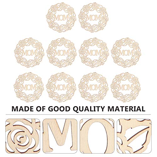 PartyKindom 10pcs Mother's Day Pendant Wooden Embellishments Mother s Day Party Decor Unfinished Wood Cutouts decoraciones para salas de casa Wreath PartyKindom