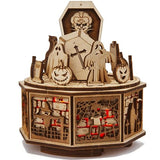 Wood Trick Halloween Wooden Music Box Kit - Addams Melody - w/Red Lighting - 3D Wooden Puzzle for Adults and Kids to Build - Engineering DIY Project Wood Trick