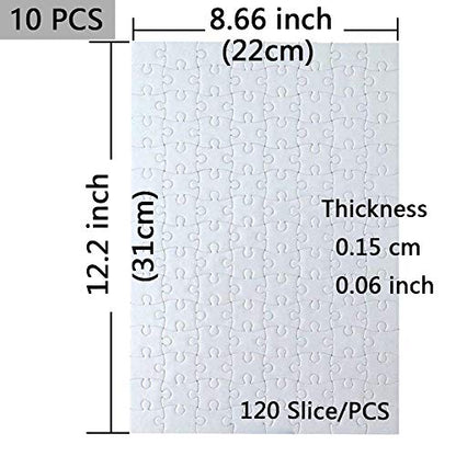 10 Sets Blank Sublimation A4 Jigsaw Puzzle with 120 Pieces DIY Heat Press Transfer Crafts A4 Thermal Transfer Puzzle Wholesale DIY Thermal Transfer