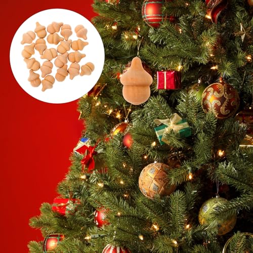 SEWACC 60 Pcs DIY Wood Christmas Tree Christmas Art for Kids Wedding Peg Doll Wood peg Doll Unfinished Christmas Snowman Peg Doll Wood Acorn Cutouts SEWACC