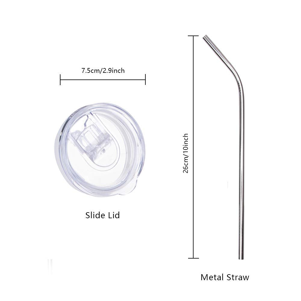 PYD Life Skinny 20 OZ Straight Stainless Steel White Tumbler with Metal Straw for Heat Press Machine Printing 4 Pack PYD Life