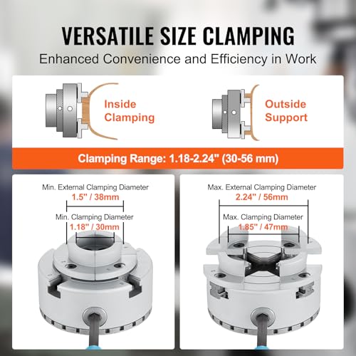 VEVOR KP2-3/4 Lathe Chuck, 4-Jaw 2.75" Diameter, Metal Lathe Chuck Turning Machine Accessories, Self-centering Tool, for Lathe, Precision Machining, - WoodArtSupply