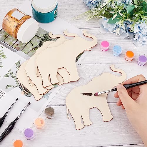 OLYCRAFT 4Pcs Unfinished Wood Pieces 6.1x4.5 Inch Elephant Wood Pieces Elephant Cutout Unfinished Wood Undyed Wood Elephant Slices Blank Wood Slices OLYCRAFT