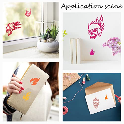 ORIGACH 6x6 inch Metal Skull Stencil Fire Skull Pyrography Stencils Template for Halloween Wood Carving, Drawings and Woodburning, Engraving and ORIGACH