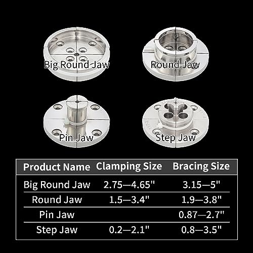 DEEFIINE 4 Inch Wood Lathe Chuck Set 1" x 8TPI Thread & 3/4"x16TPI Adapter, Nickel Plated Self-Centering 4 Jaw Wood Turning Chuck.(4 jaw) DEEFIINE
