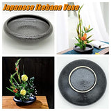 Japanese Ikebana Vase Kit, Ceramics Flower Pot Flower Shallow Container Flowerware with 2inch Flower Frog, 4inch Vase Base and Flower Arrangement Eggone