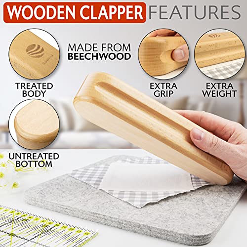 IDSWorld Tailor Wooden Clapper Steam Iron Sewing Quilting Block Embroidery Set Pressing Seam Flattering Tapestry Large 9.44" New Two Side Dirt Resist - WoodArtSupply