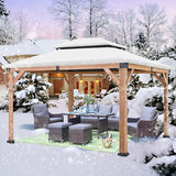 ABCCANOPY Wood Gazebo 11x13 - Outdoor Patio Wooden Gazebo with Hardtop Metal Double Roof for Garden, Backyard and Deck ABCCANOPY