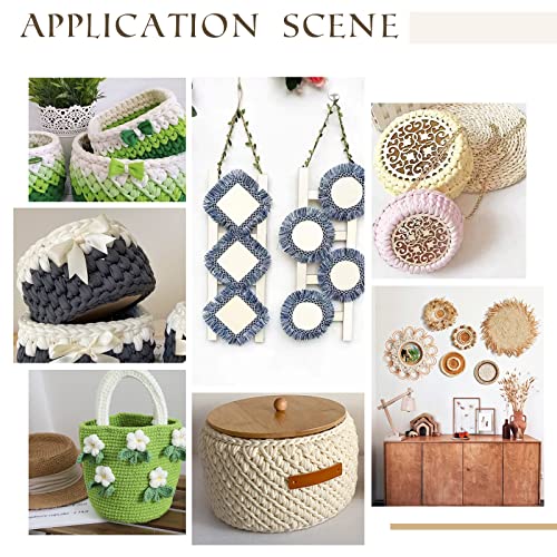 PH PandaHall Crochet Basket Bottom Kit 2 Style Natural Wooden Basket Bottom Crochet Basket Wood Base with 1pc 4mm Crochet Hook 40 Yard 9mm Cloth Yarn PH PandaHall