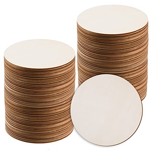 80 Pcs 5 Inch Wood Circles for Crafts Unfinished Wood Circles Wood Rounds Natural Round Wooden Disc Cutouts Blank Wood Circle Slices for DIY Crafts, AWIZOM