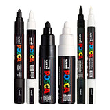 POSCA Black & White Bullet Tip - Set of 6 Pens (PC-5M, PC-7M, PC-3M) posca