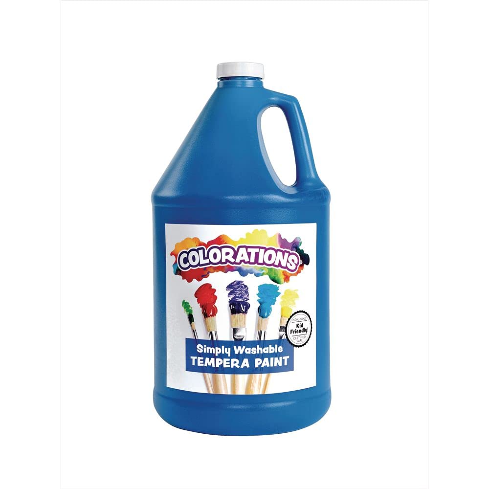 Colorations Washable Tempera Paint, Gallon, Blue, Non Toxic, Vibrant, Bold, Kids Paint, Craft, Hobby, Fun, Art Supplies - WoodArtSupply