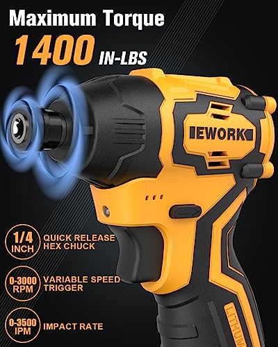 EWORK 12V Brushless Impact Driver and Cordless Drill Set, Compact Power Tool Combo Kits, High Torque Small Electric Drill Driver with (2) 2.0Ah - WoodArtSupply