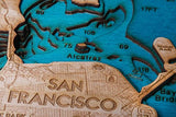 Beautifully Detailed! San Francisco 3-D Wood Map. BLUE TahoeWoodMaps.com
