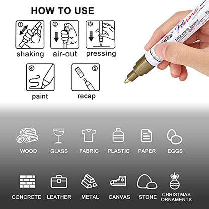 Permanent Paint Pens White Markers - 2 Pack Single color Oil Based Paint Markers, Medium Tip, Quick Drying and Waterproof Marker Pen for Metal, Rock - WoodArtSupply