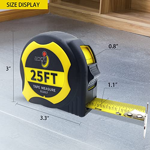 JIANGHUA Tape Measure 25FT, Retractable Measuring Tape with Fractions –  WoodArtSupply