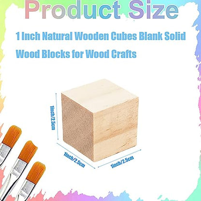 ZQYYQZ 50 Pieces 1 Inch Wooden Cubes, Unfinished Blank Wood Square Blocks, Wood Craft Cubes for Painting Decorating Crafting DIY Project - WoodArtSupply