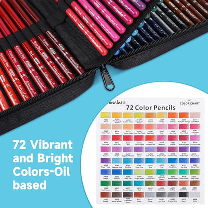 Artownlar Premium 72 Colored Pencils with Coloring Books Set, Artist Soft Core Vibrant Colors, Blending Shading Drawing Sketching Art Supplies, Oil