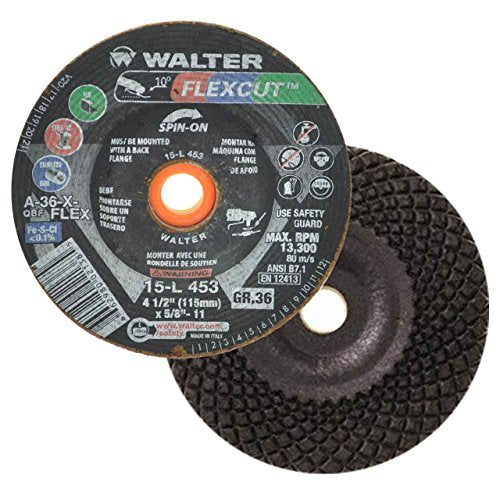 Walter 15L453 4-1/2x5/8-11 Flexcut Spin-On Grinding Wheels - WoodArtSupply