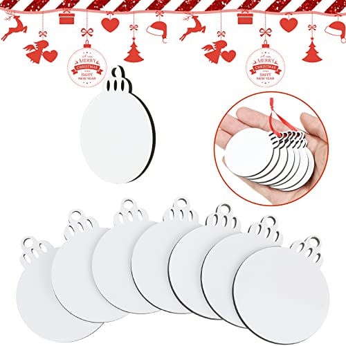 60 Pack Christmas Sublimation Ornaments Blanks MDF Personalized Blanks Ornaments Bulk Christmas Hanging Ornament Pendants for Xmas DIY Tree Queekay