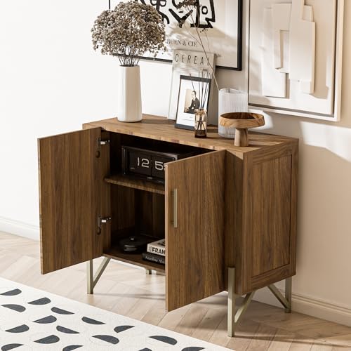 roomfitters 39” Sideboard Buffet Cabinet with Storage, Accent Cabinet with 2 Doors, Modern Mid-Century Credenza, Dark Walnut Furniture for Kitchen, - WoodArtSupply