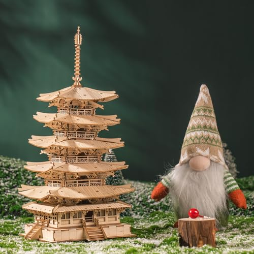 Rolife Five-Storied Pagoda 3D Wooden Model Kit for Adults - Unique DIY Puzzle Gift - WoodArtSupply