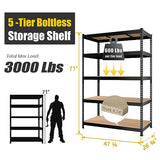 PrimeZone 47" W x 23.6" D x 71" H Large Heavy Duty Storage Shelves - 5 Tier Adjustable Garage Storage Shelving, Metal Storage Utility Rack Shelf Unit PrimeZone