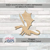 Dragon Wooden Cutouts for crafts, Laser Cut Wood Shapes 5mm thick Baltic Birch Wood, Multiple Sizes Available Elliefont Styles