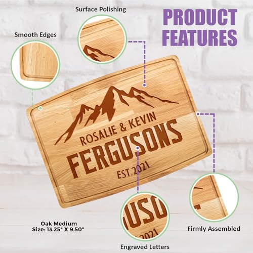 Tayfus Personalized & Monogrammed Cutting Boards - Customized Gifts for Christmas, Wedding, Anniversary, Realtor Closing - Handmade Custom Wooden Tayfus